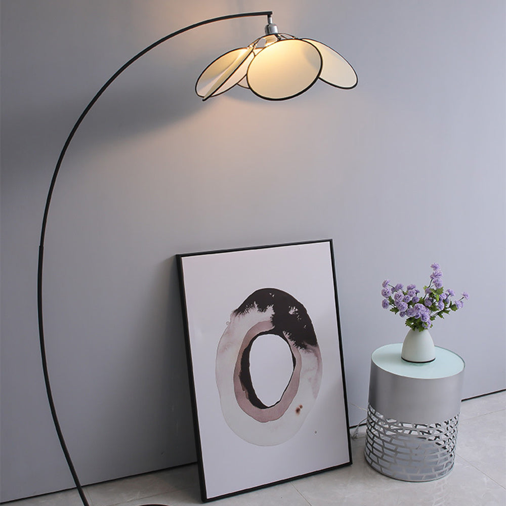 Retro floor lamp with fabric lampshade and black baseslider_item_LFLh6v